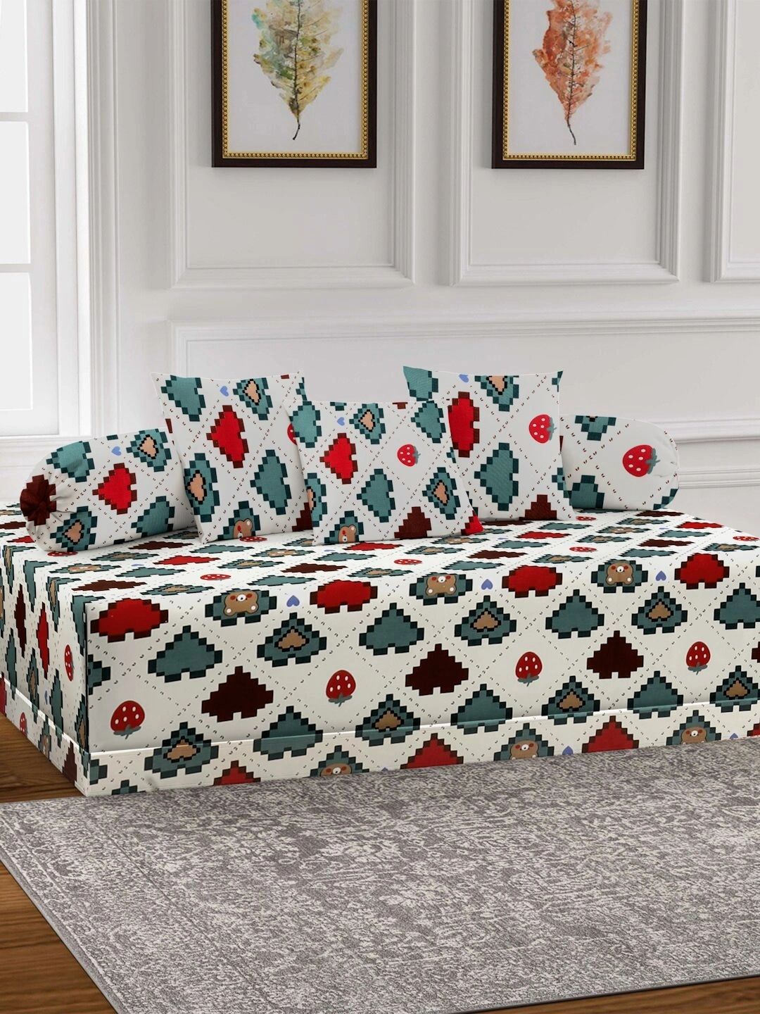 Myntra Elegant Homes 6-Pcs White Printed Bedsheet With Bolster & Cushion Covers-picture-38