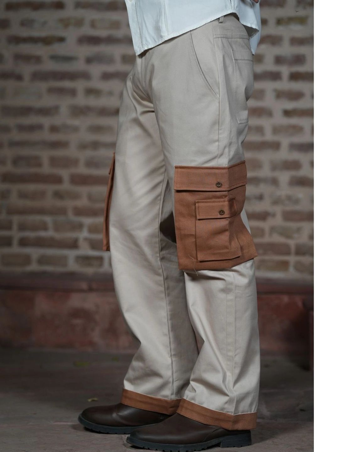 orgavastr Men Smart Loose Fit Cargos Trousers-image-45
