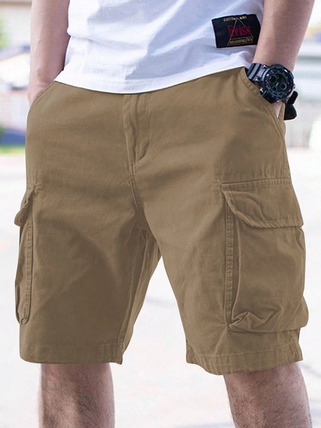 HERE&NOW Men Regular Fit Cargo Shorts-picture-41