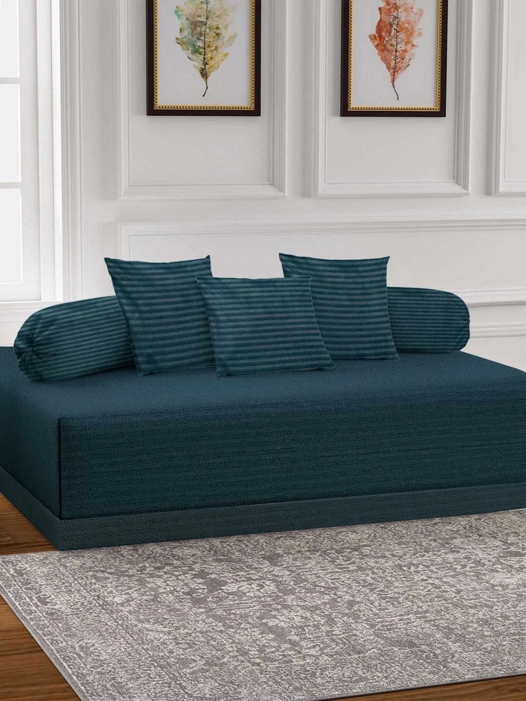 Myntra Elegant Homes 6-Pcs Green Printed Bedsheet With Bolster & Cushion Covers-picture-21