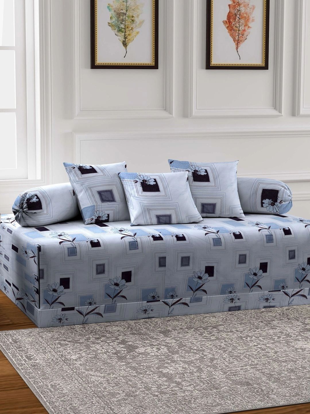 Myntra Elegant Homes 6-Pcs White Printed Bedsheet With Bolster & Cushion Covers-picture-35