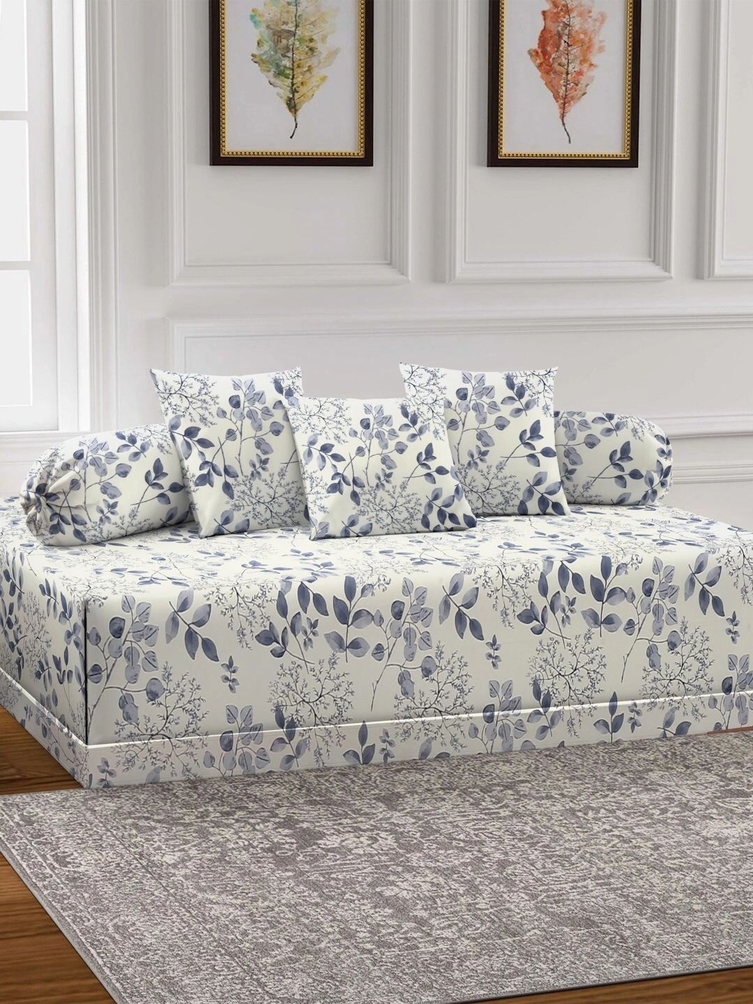 Myntra Elegant Homes 6-Pcs Cream Printed Bedsheet With Bolster & Cushion Covers-picture-20