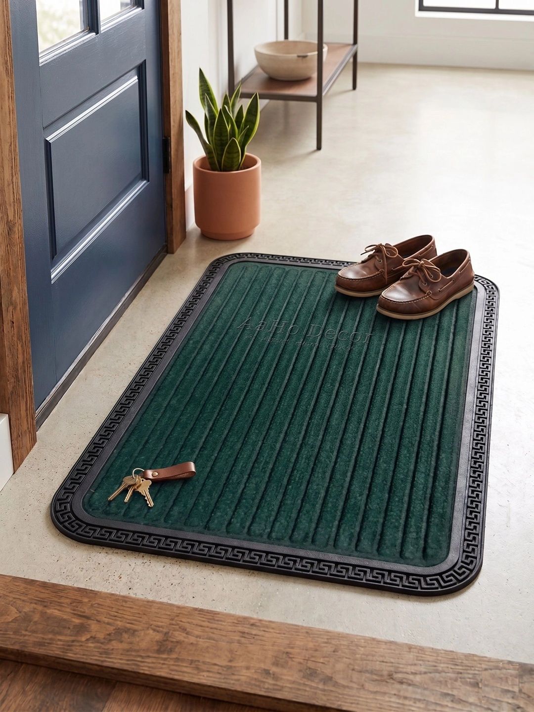 AaHo Decor Green Striped Anti-Skid High Absorbent Doormat-image-46