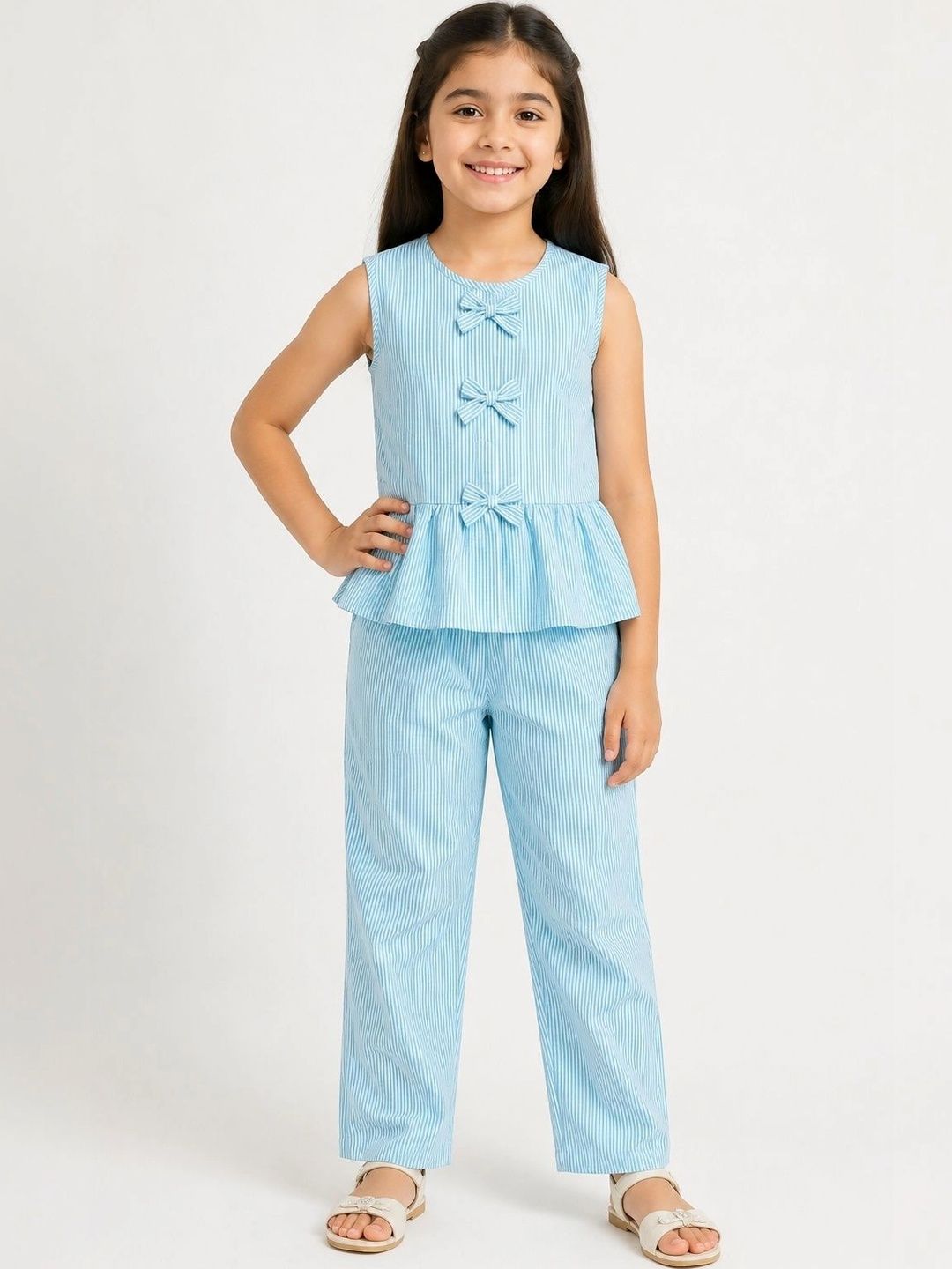 MiracleMoms Girls Striped Top with Trousers-picture-15