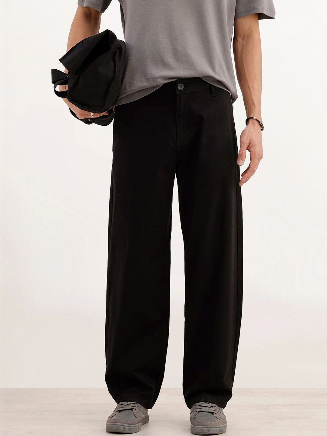 WROGN Men Loose Fit High-Rise Easy Wash Chinos Trousers-image-40