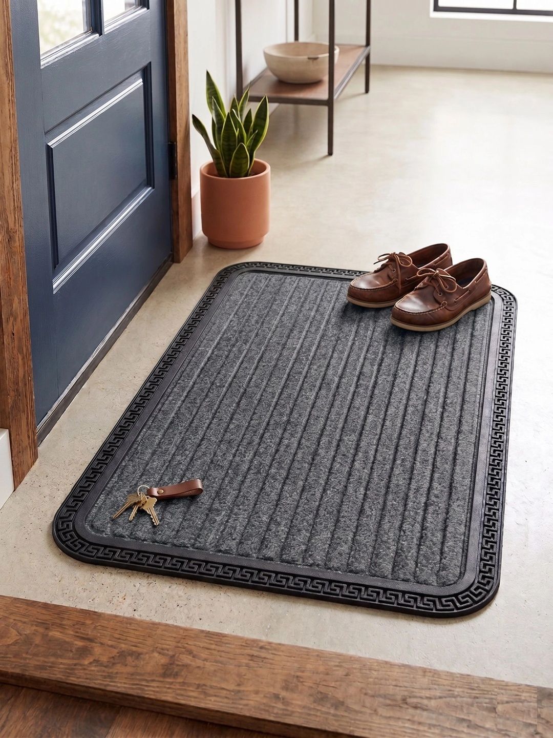 AaHo Decor Grey Striped Anti-Skid High Absorbent Doormat-image-47