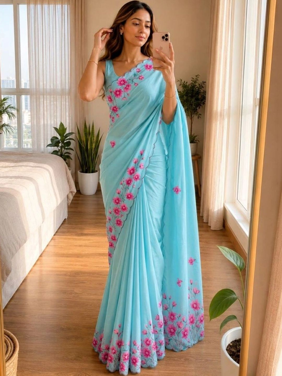 ARKIA Floral Poly Crepe Saree-picture-37