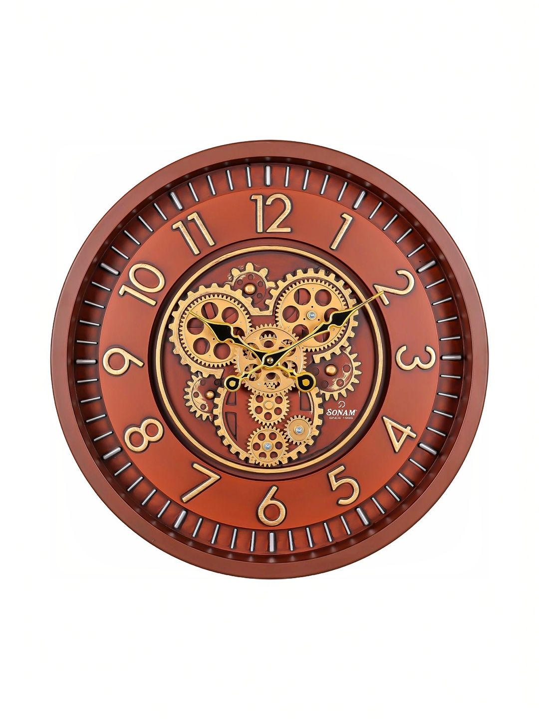 SONAM Orange Textured Contemporary Wall Clock-image-42