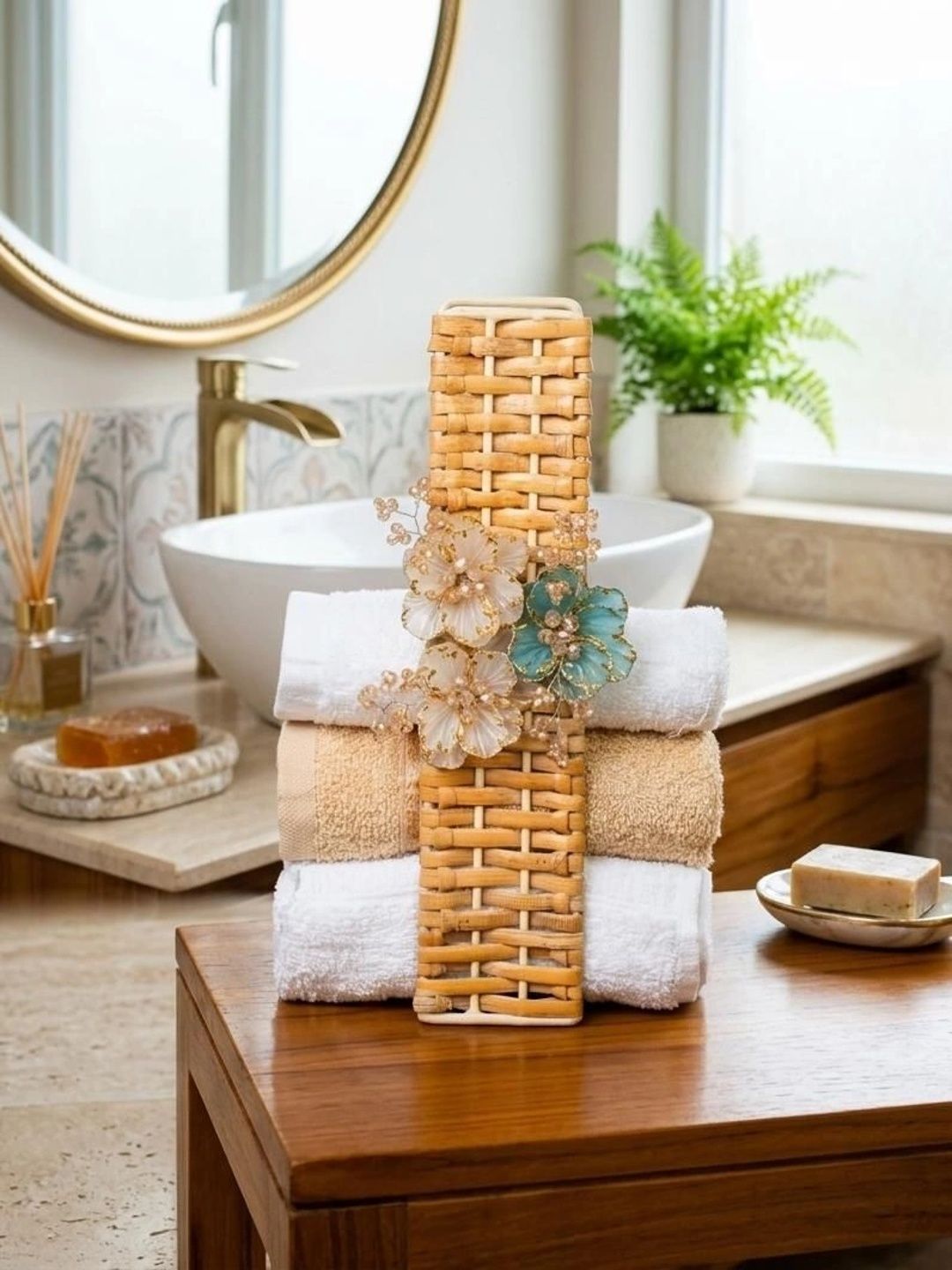 PRET HOMES Khaki Textured Stainless Steel Towel Holder-picture-39