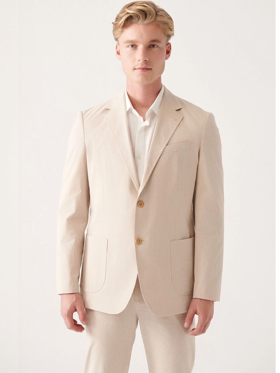 AVVA Striped Notched Lapel Single-Breasted Formal Blazers-picture-16