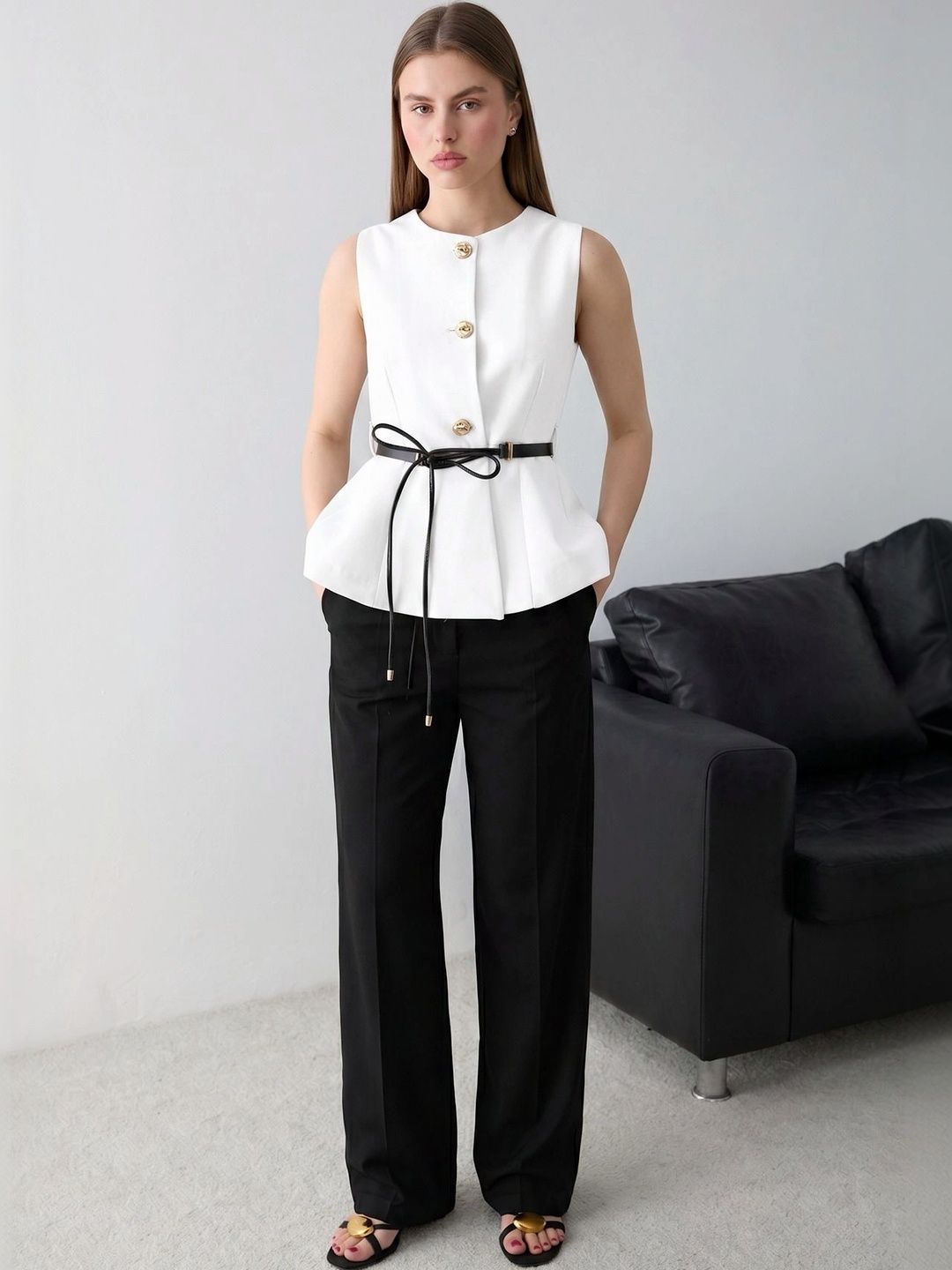 Trendyol Scoop Neck Woven Casual Waistcoat-image-49