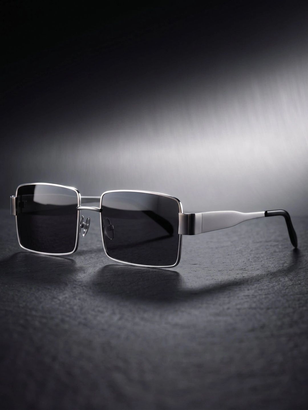 DressBerry Unisex Black Lens & Silver-Toned Rectangle Sunglasses with-picture-45