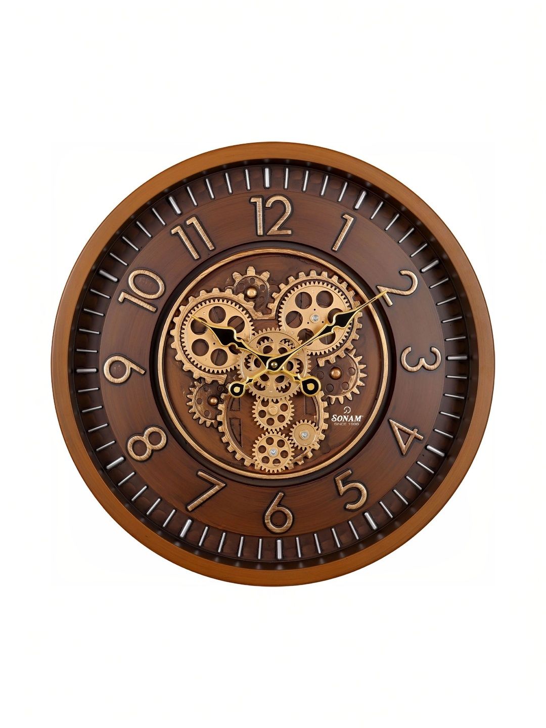 SONAM Brown Textured Vintage Wall Clock-image-18