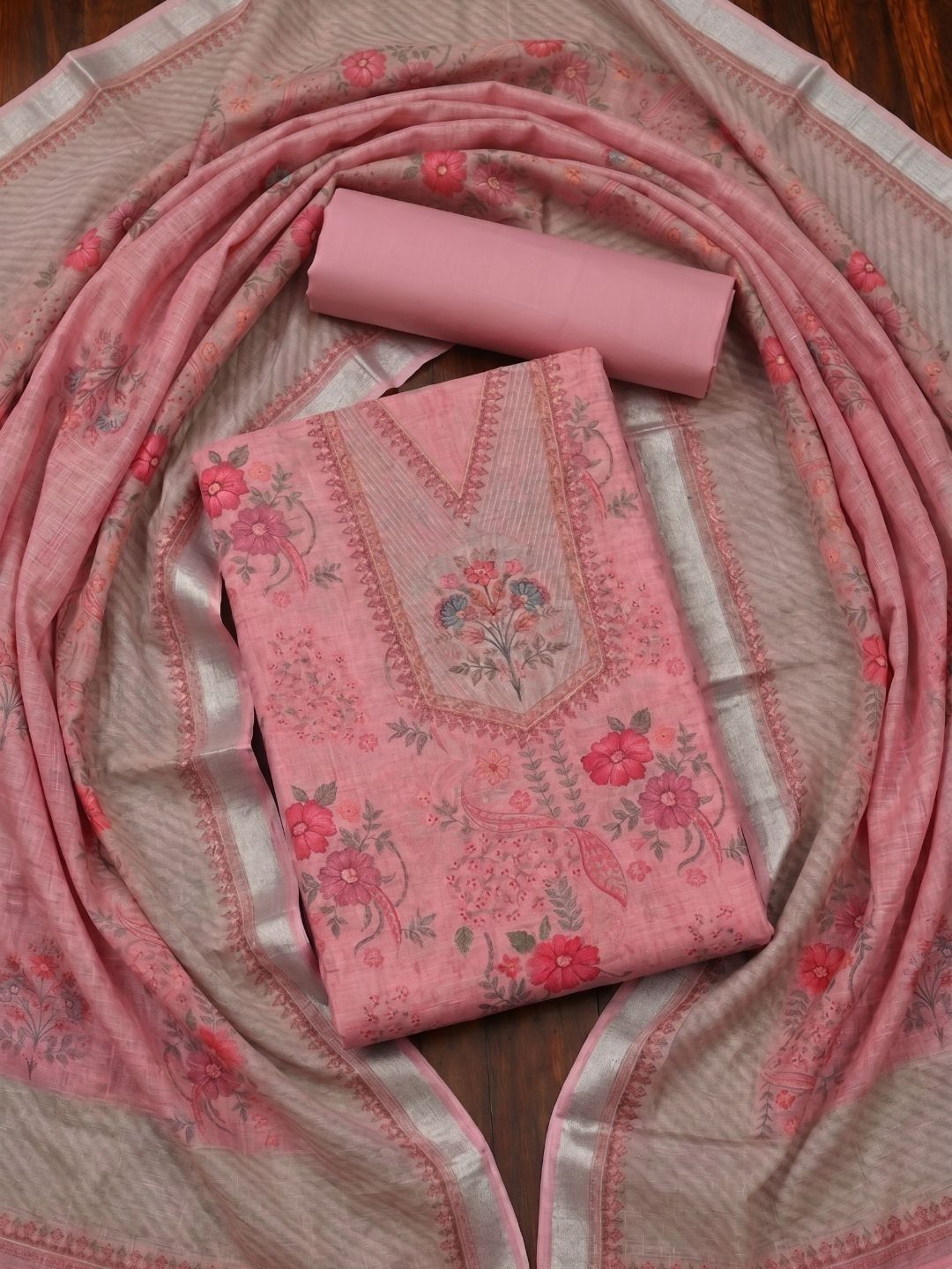 Biba Linen Unstitched Dress Material-image-3