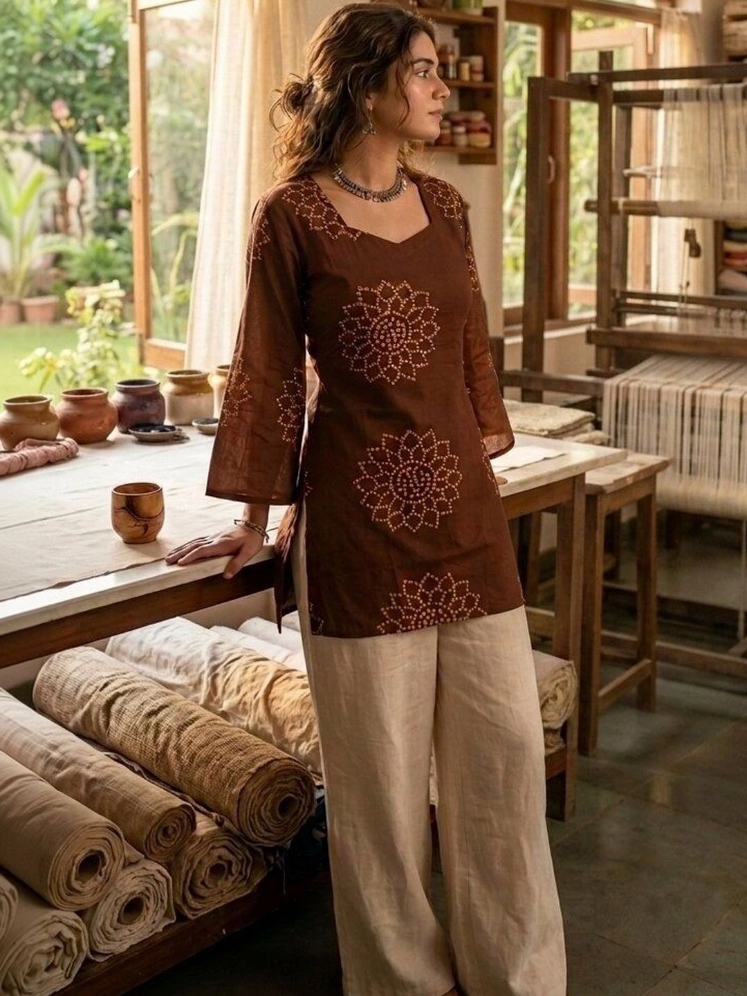 Anouk Mirage Ethnic Motifs Printed Square Neck Pure Cotton Kurti-image-35