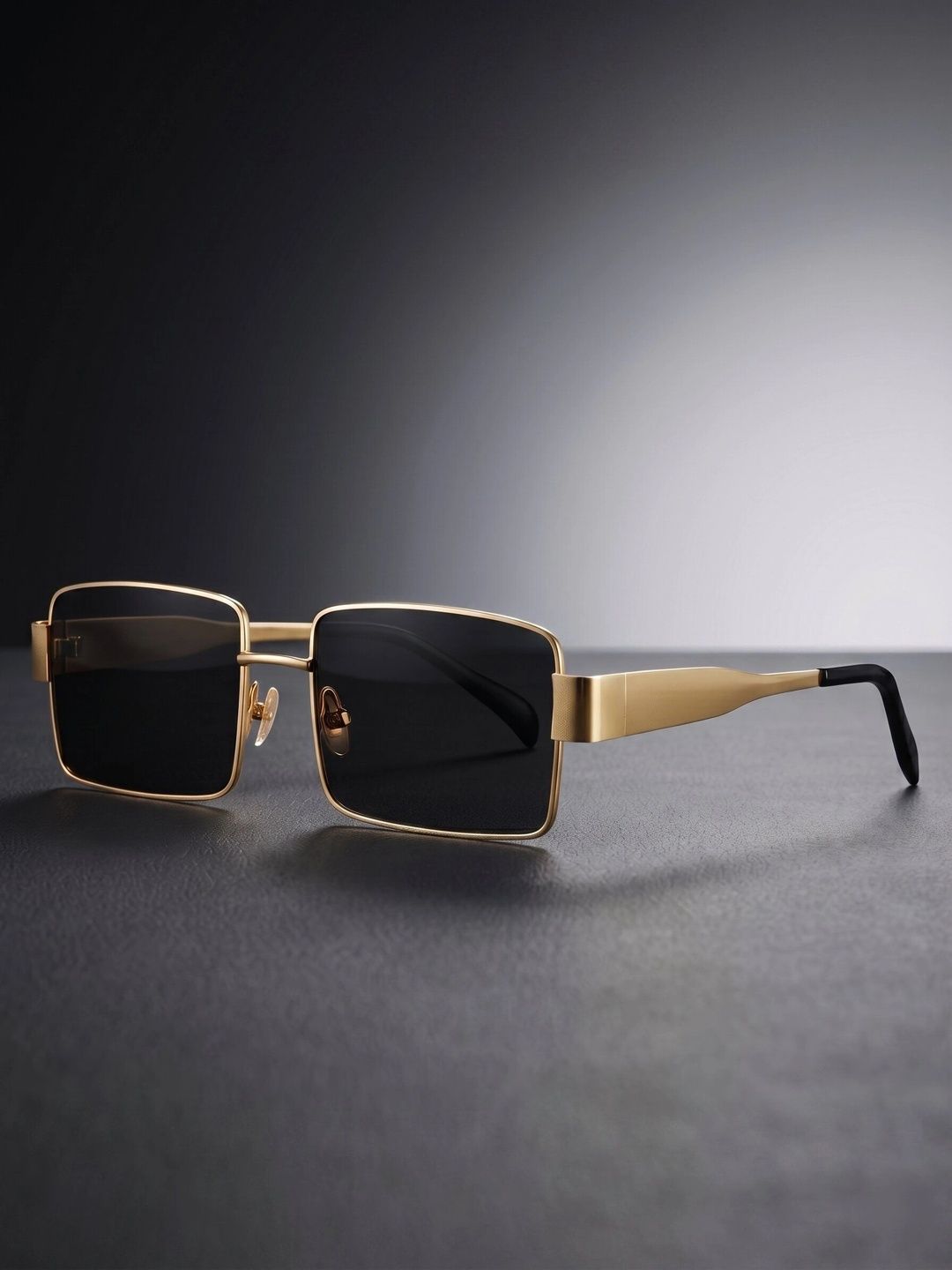 DressBerry Unisex Black Lens & Gold-Toned Rectangle Sunglasses with-picture-46