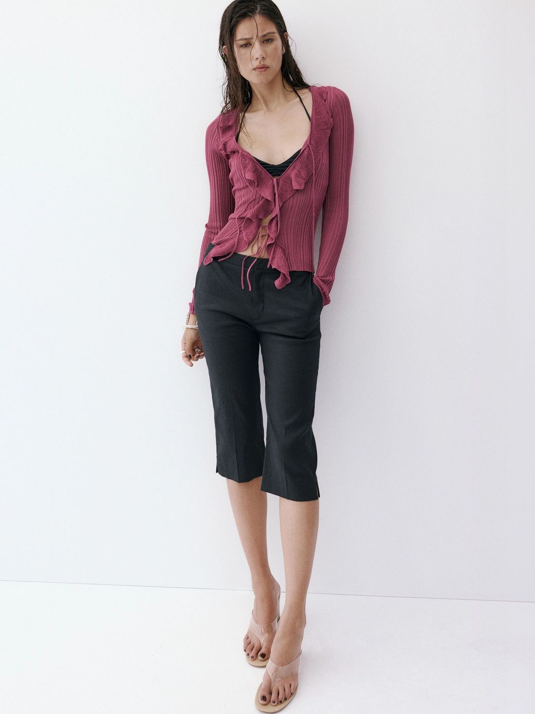 MANGO Women Striped Long Sleeves Cardigan-image-41