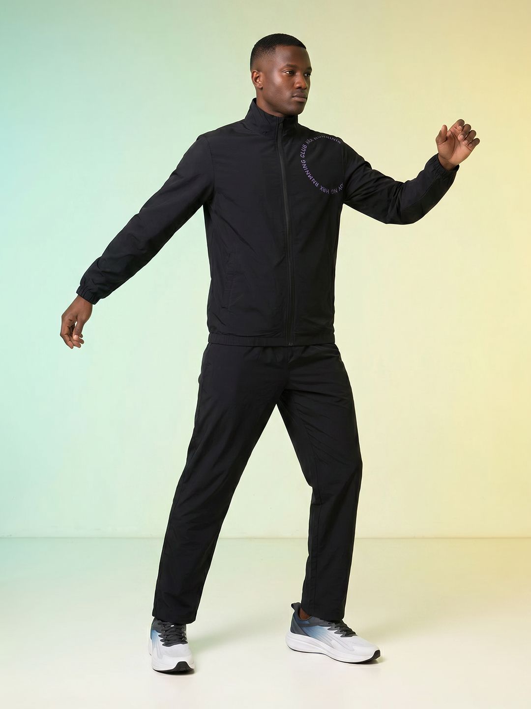 HRX by Hrithik Roshan Brand Logo Printed Mock Collar Tracksuits-picture-17