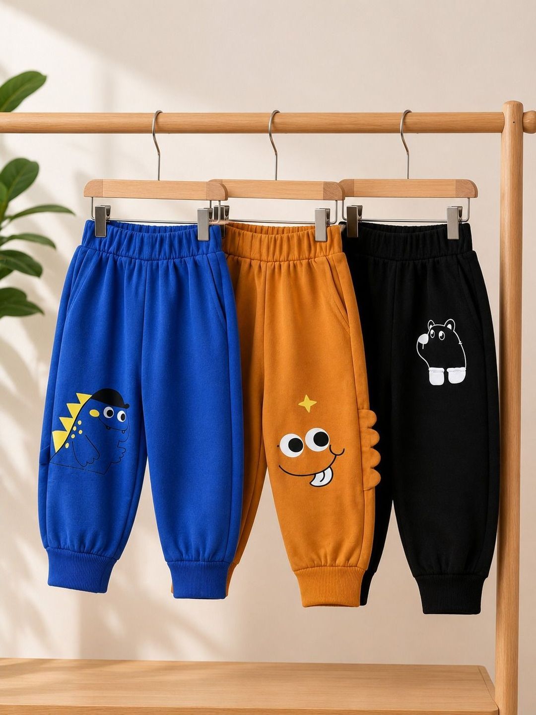 B BARKAT Kids Pack Of 3 Printed Cotton Mid-Rise Joggers-picture-46