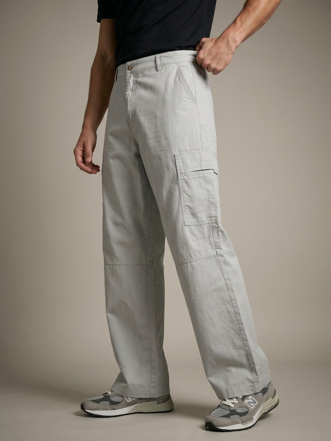 glitchez Men Pure Cotton Baggy Fit Chinos Trousers-picture-20