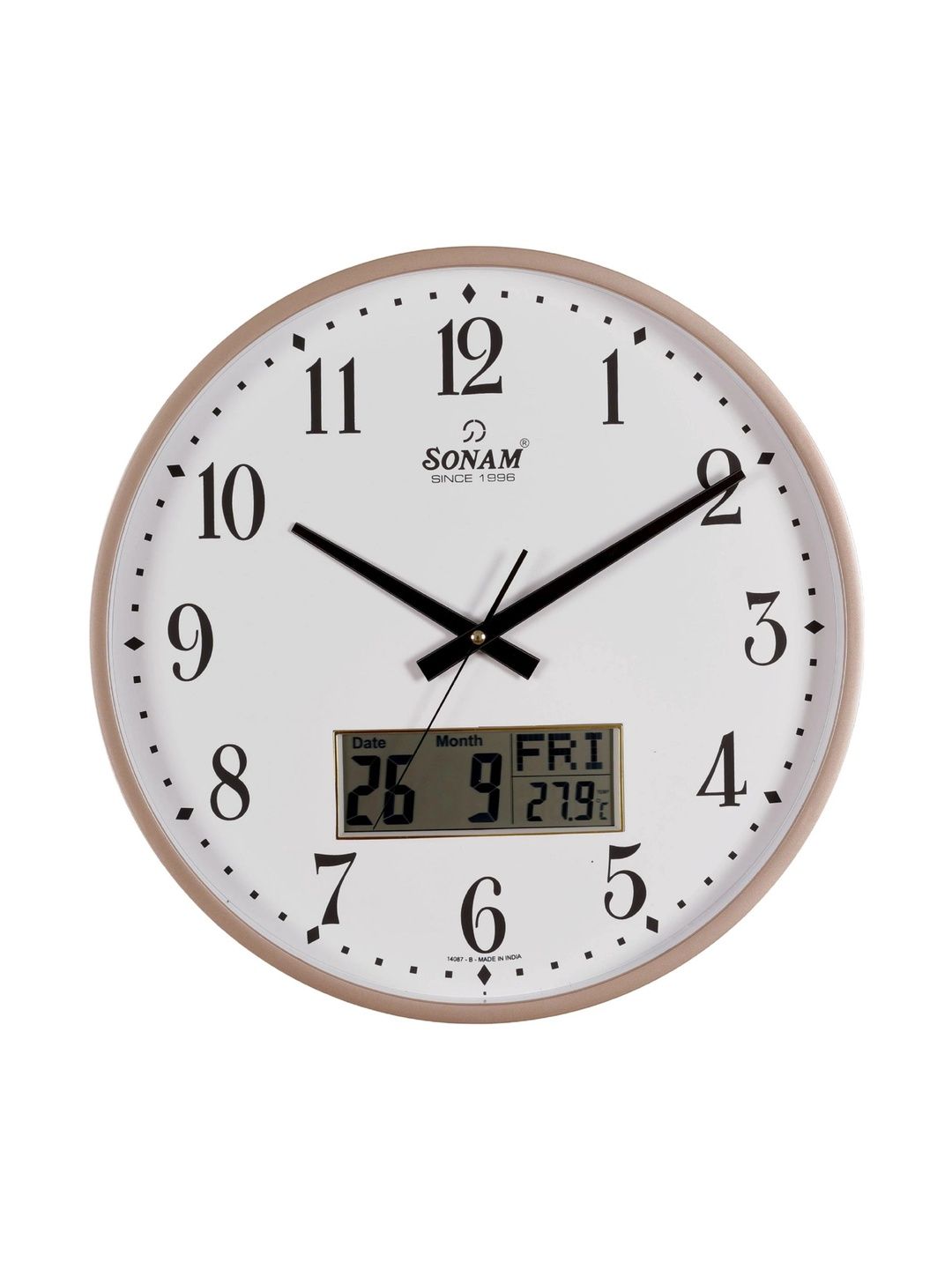 SONAM Beige & Black Contemporary Wall Clock-image-33