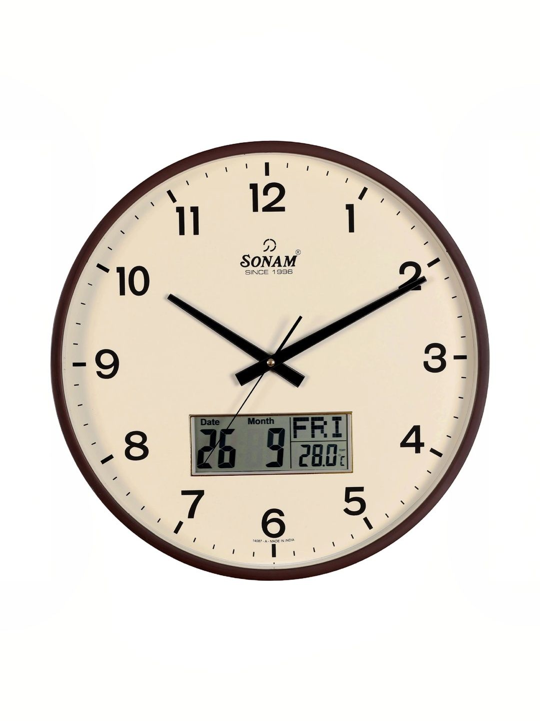 SONAM Peach-Coloured & Brown Contemporary Wall Clock-image-5
