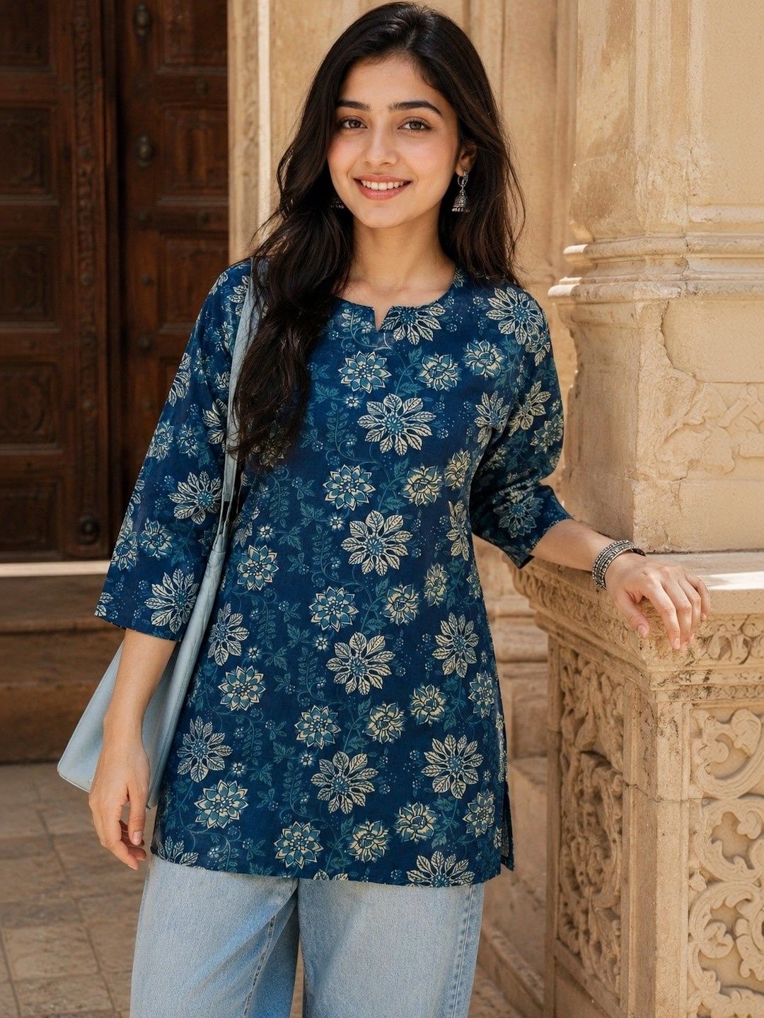 all about you Floral Printed Pure Cotton Blend Kurti-picture-16