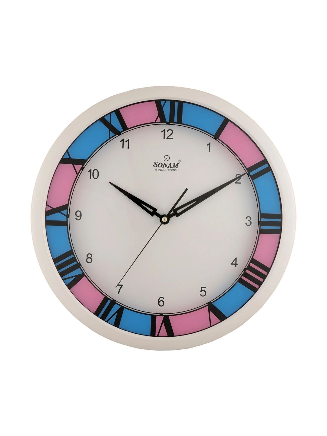 SONAM Blue Colourblocked Contemporary Wall Clock-image-29