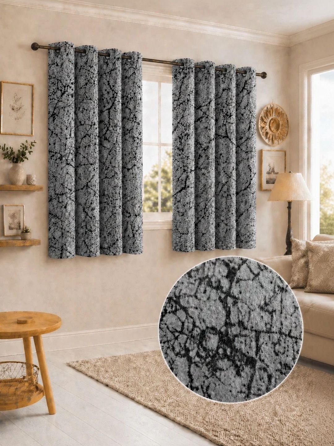 Lunar Days Grey Set of 2 Room Darkening Curtains and Sheers-image-13