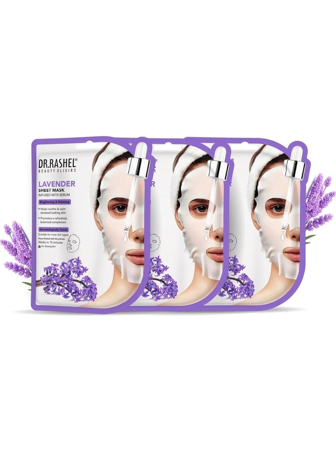 DR.RASHEL Set Of 3 Lavender Sheet Mask - 20 g Each-image-8