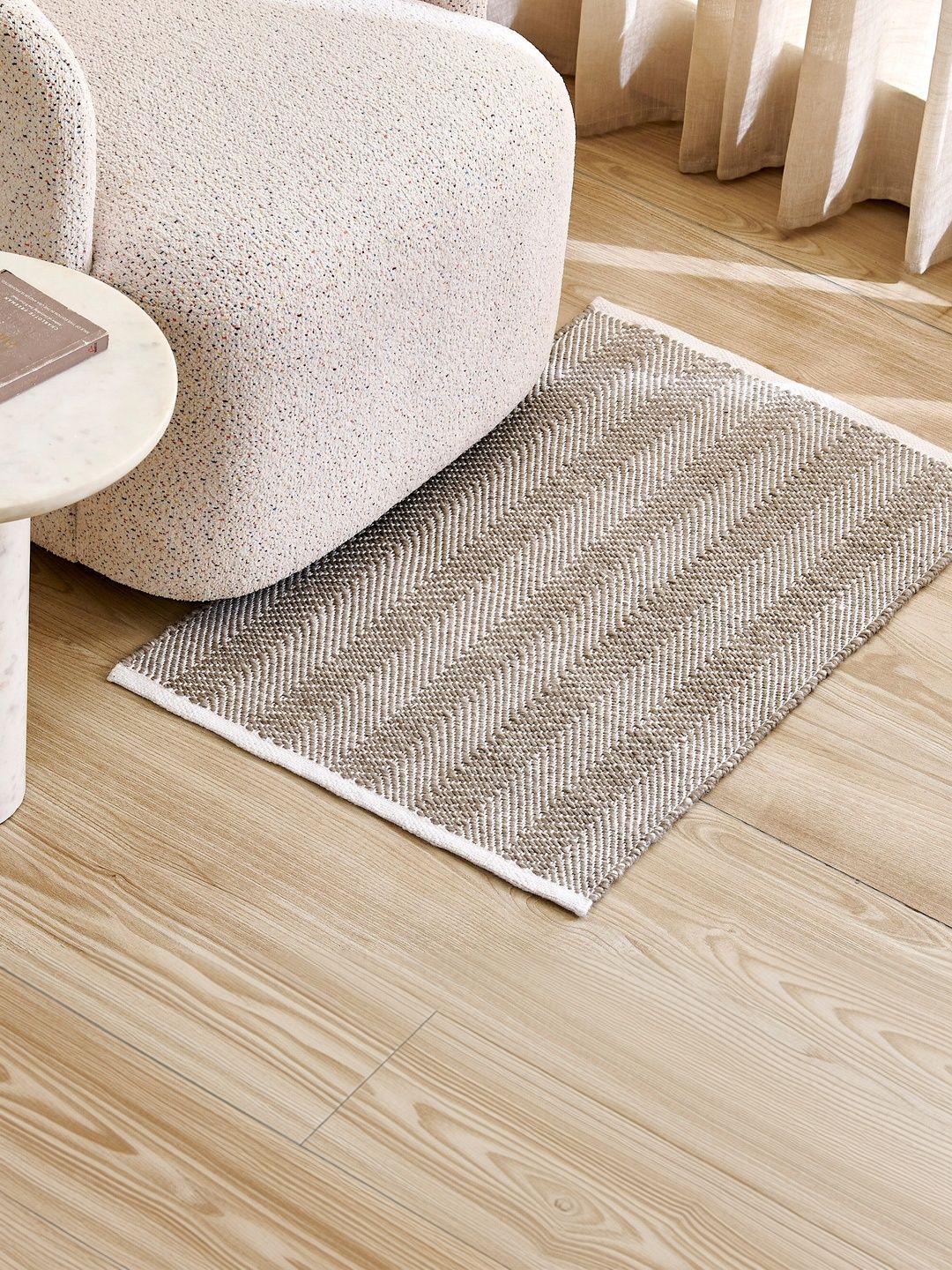 Home Centre Brown & White Textured Dhurries-picture-45