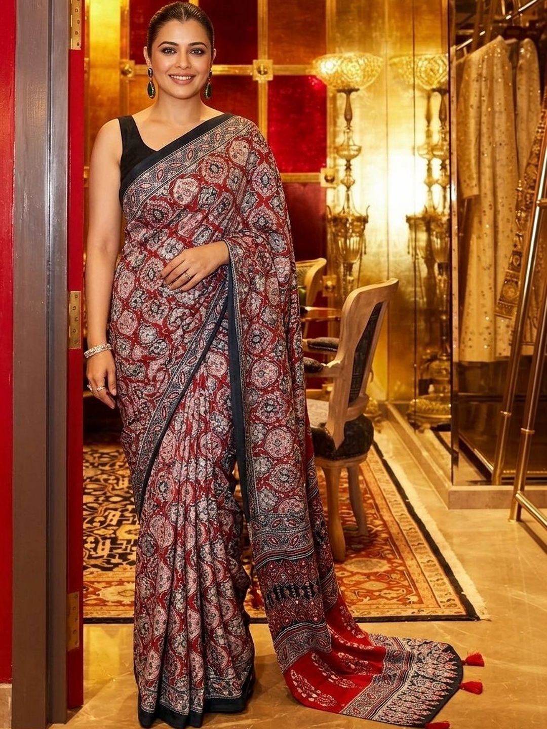 Kalista Ajrak Block Print Saree-picture-17