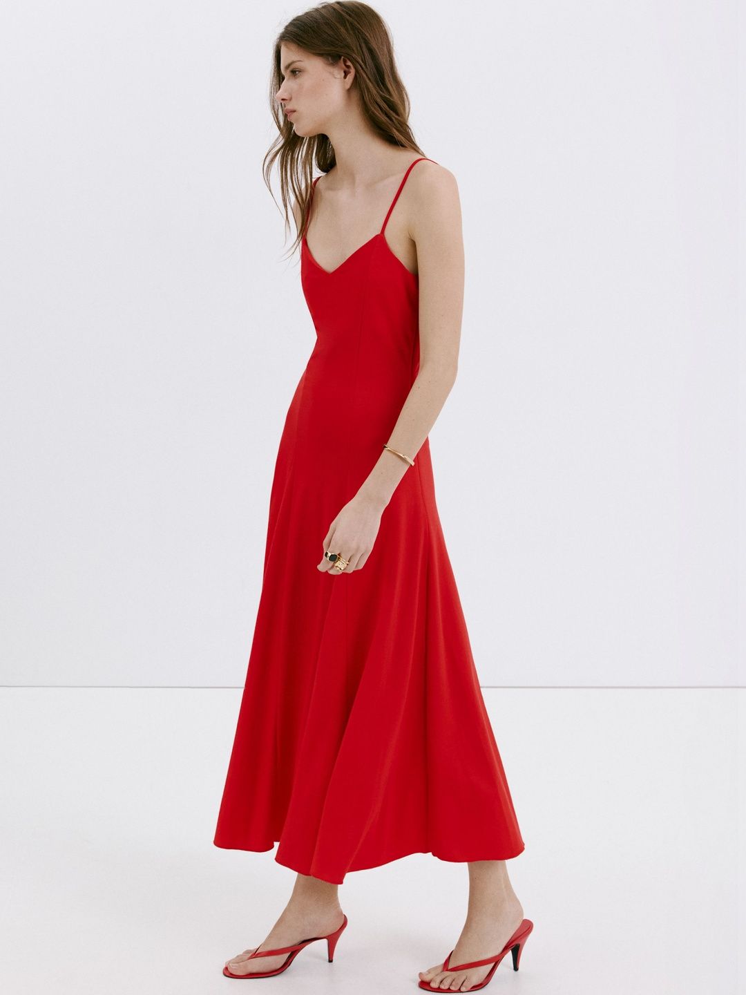 MANGO Shoulder Straps A-Line Midi Dress-picture-20