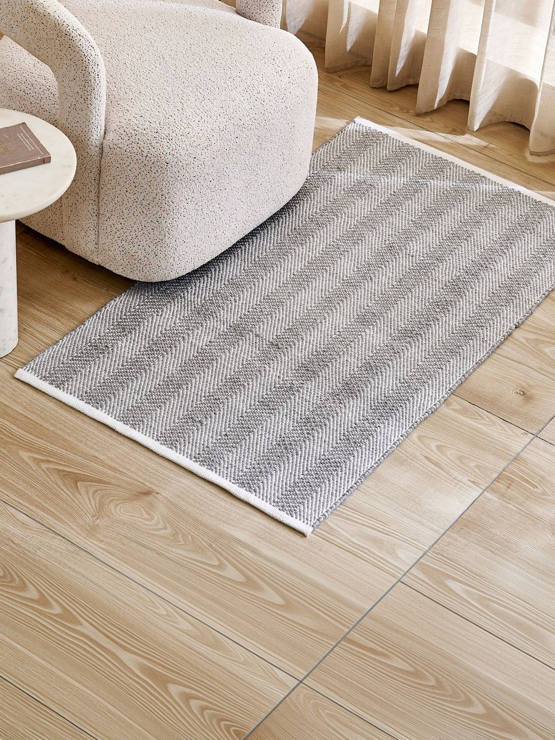 Home Centre White Textured Dhurries-picture-14