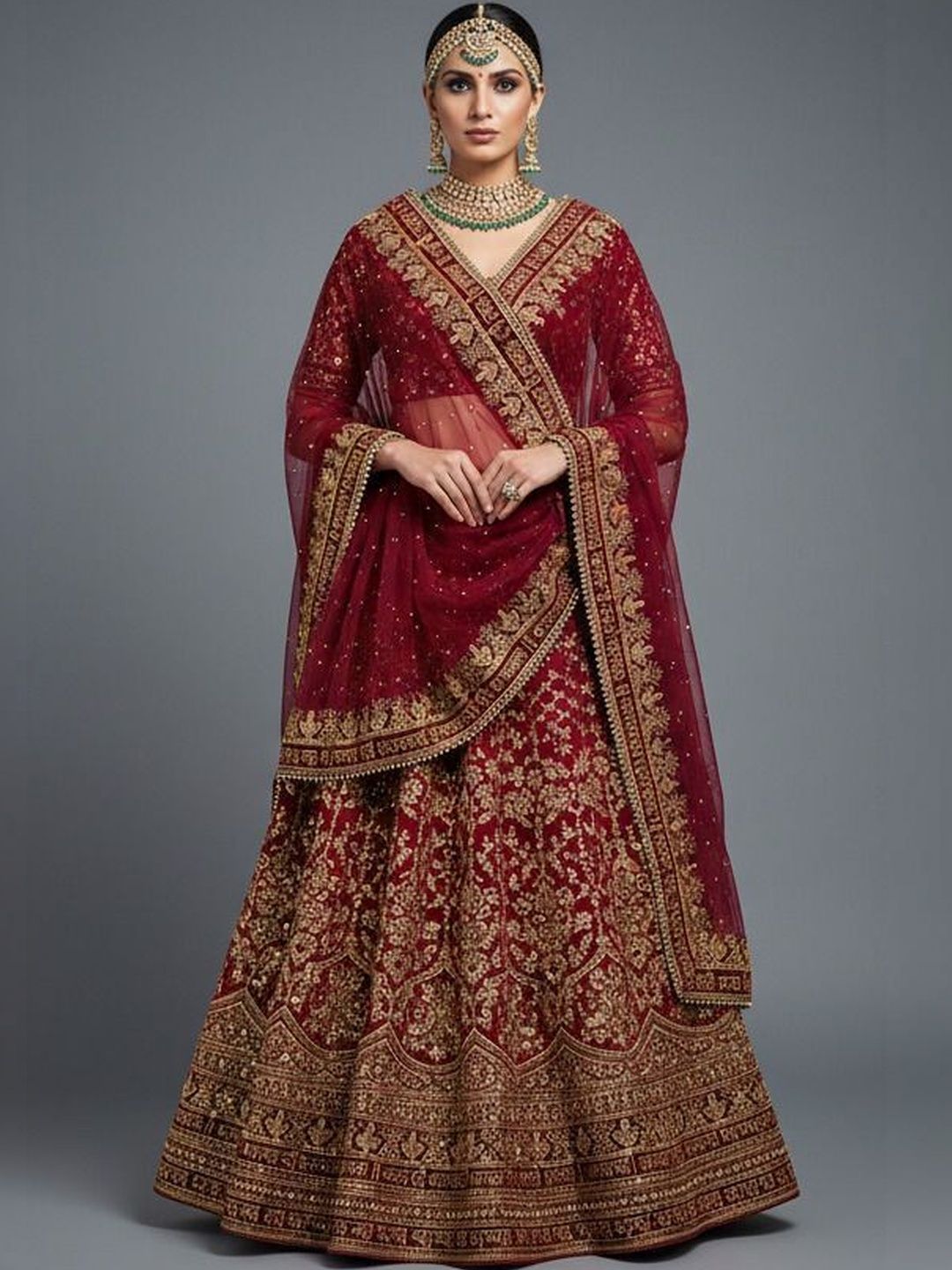 Radha Rang Wedding & Bridal Dupatta Ethnic Motifs Embroidered Dupatta with Sequinned-picture-28