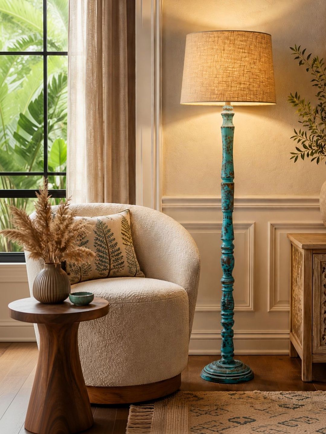 Glowhere Blue & Beige Wood Cylinder Floor Lamps-image-48