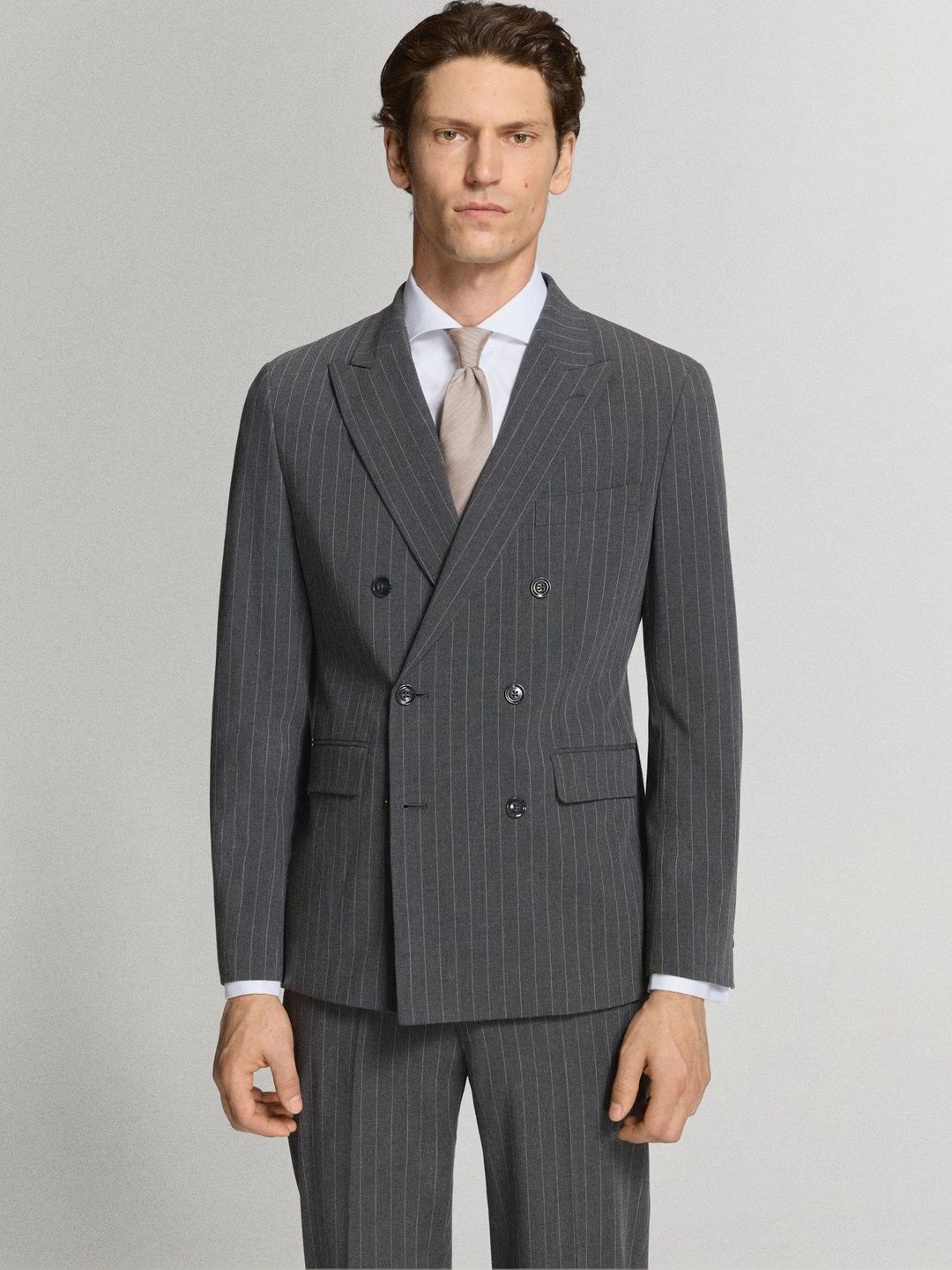 MANGO MAN Striped Double Breasted Formal Blazers-picture-34