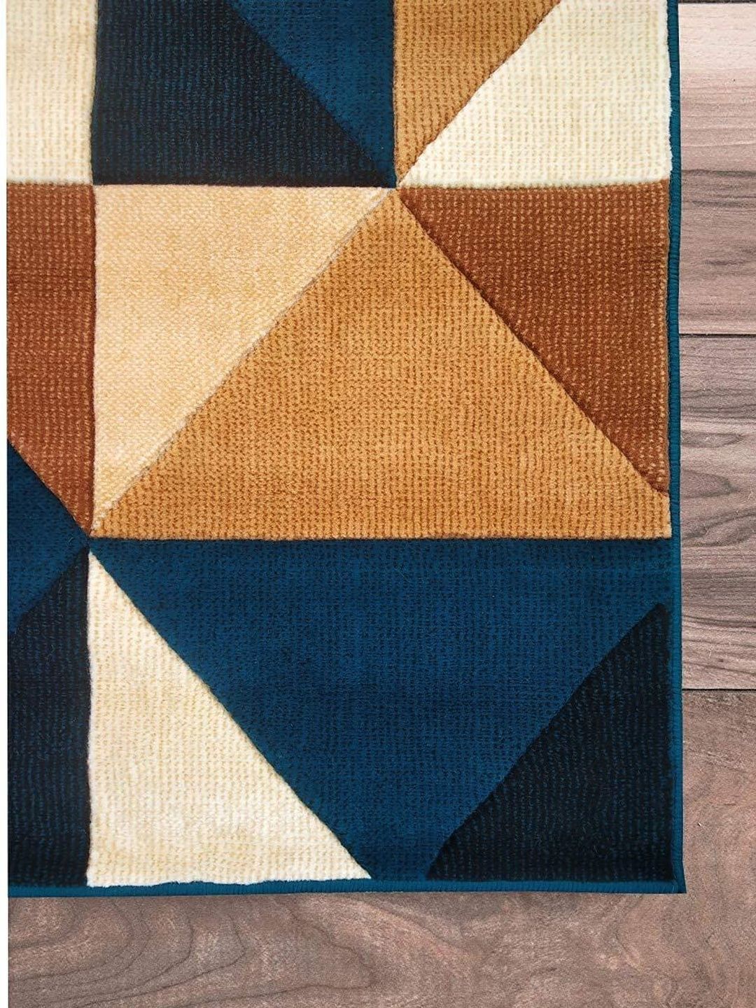 Samjeeda Handloom carpets Grey Geometric Anti-Skid Woollen Carpet-image-4