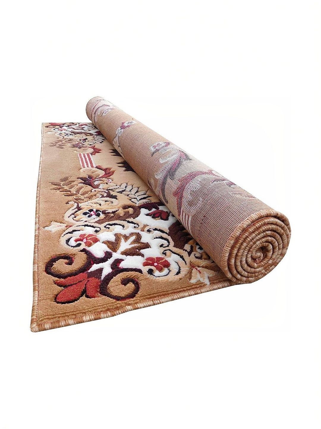 Samjeeda Handloom carpets Gold-Toned Geometric Anti-Skid Woollen Carpet-picture-38