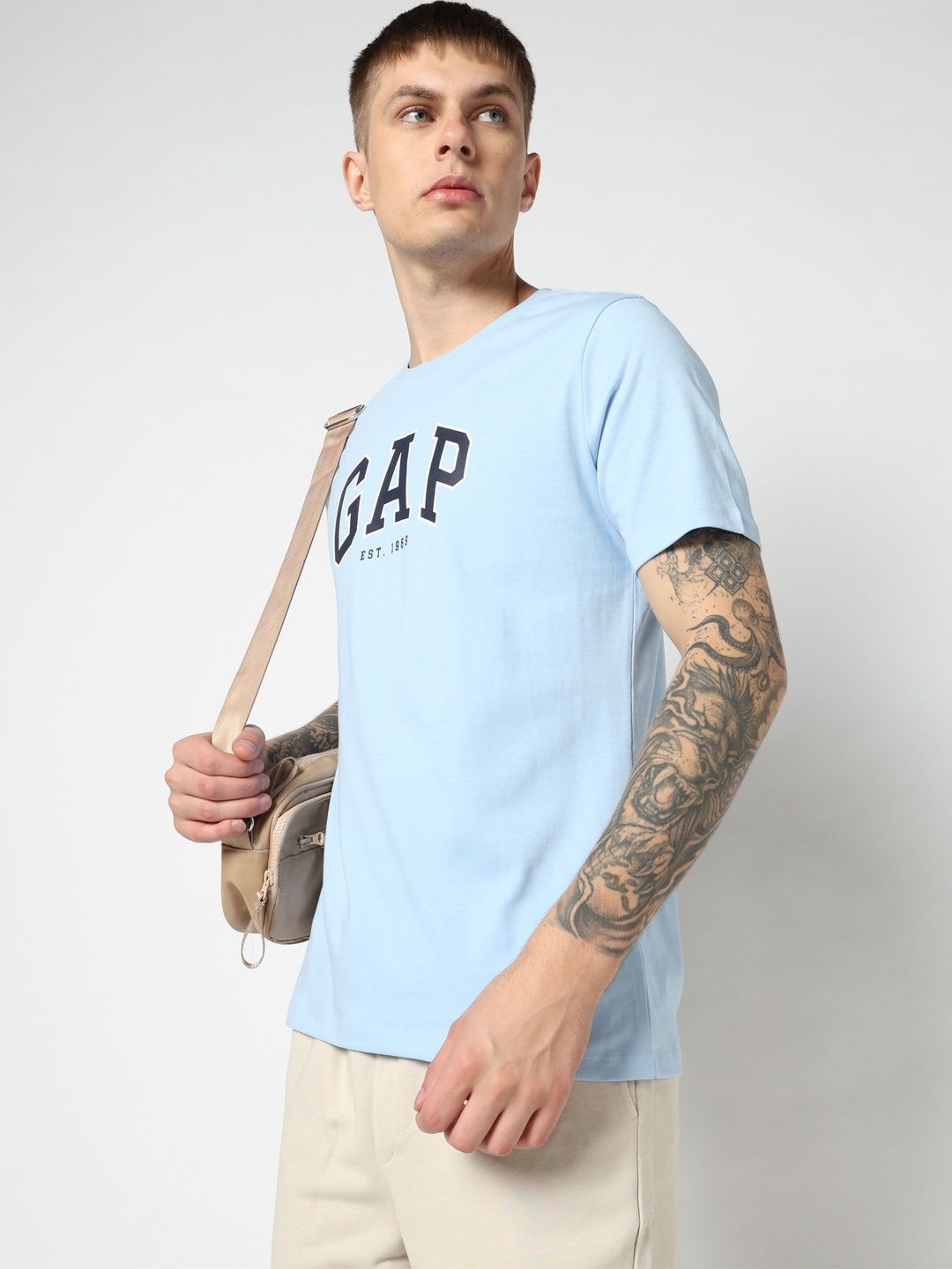 GAP Brand Logo Printed Pure Cotton Slim Fit T-shirt-picture-11