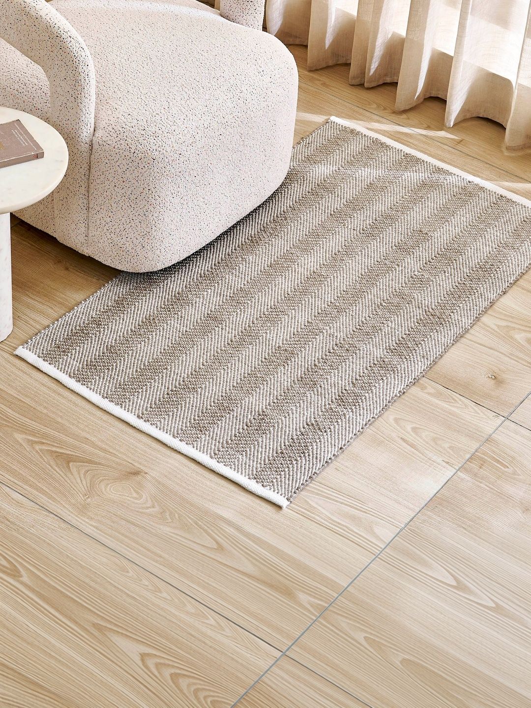 Home Centre Brown & White Textured Dhurries-picture-37