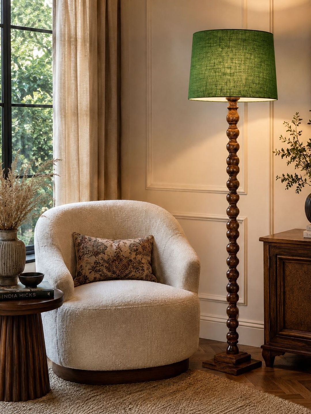 Glowhere Brown & Green Wood Cylinder Floor Lamps-picture-29