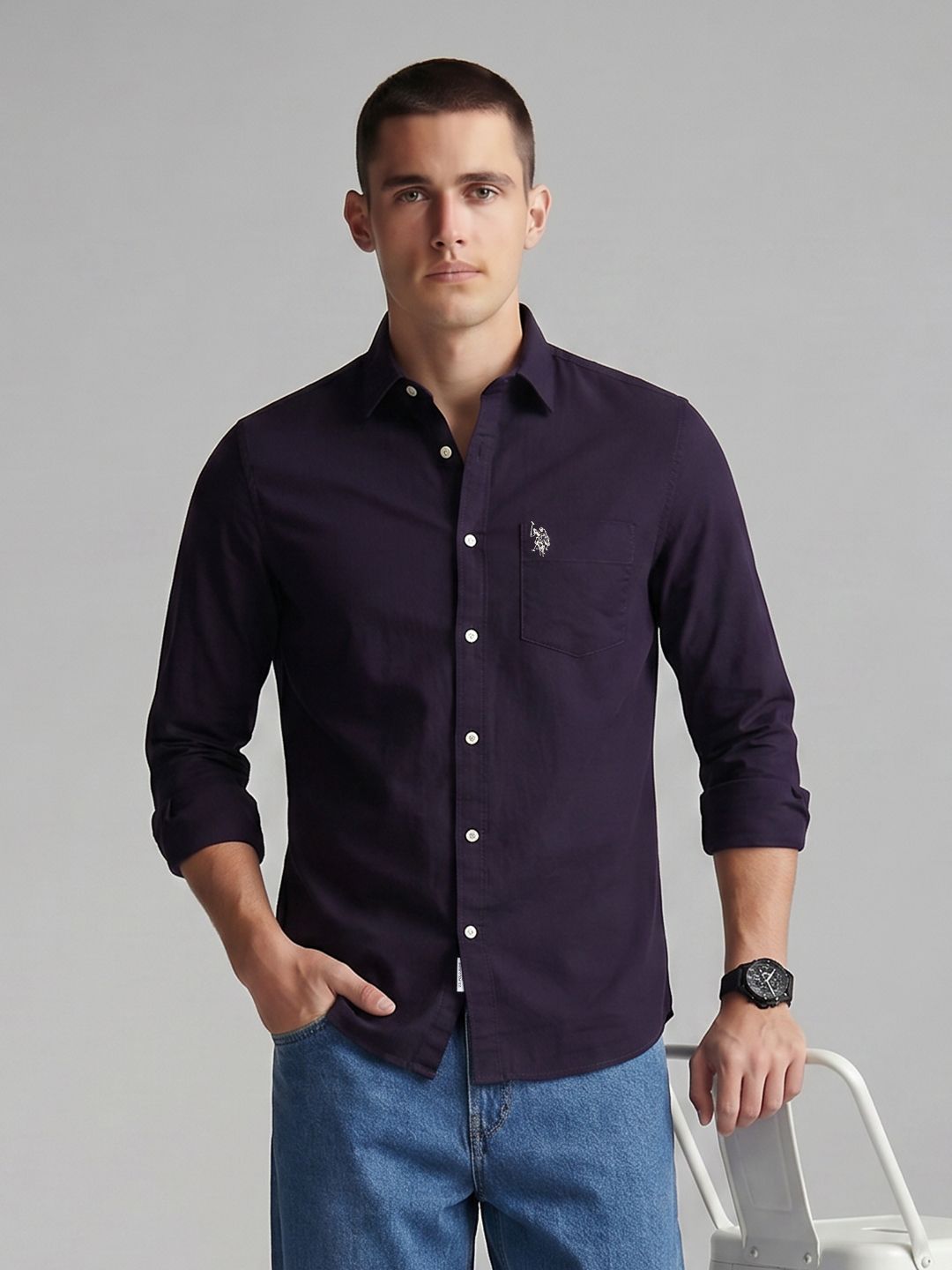 U.S. Polo Assn. Tailored Fit Pure Cotton Casual Shirt-picture-32
