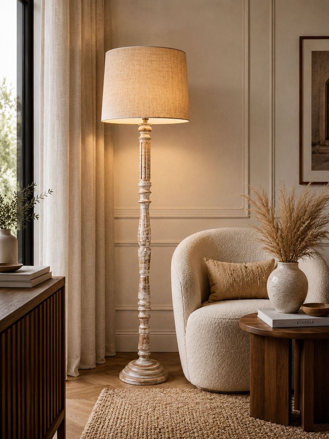 Glowhere Beige Wood Cylinder Floor Lamps-image-6