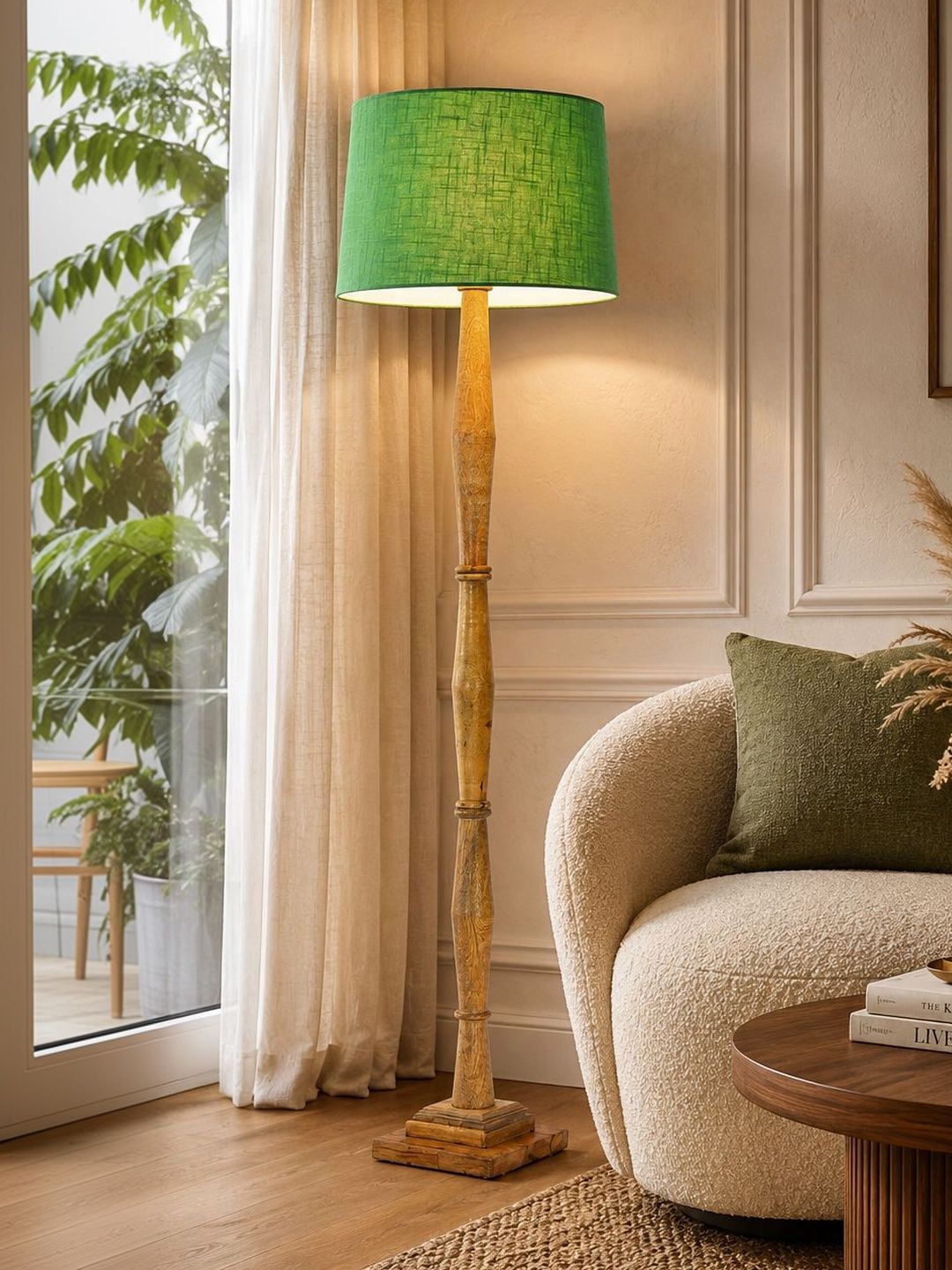 Glowhere Brown & Green Wood Cylinder Floor Lamps-image-30
