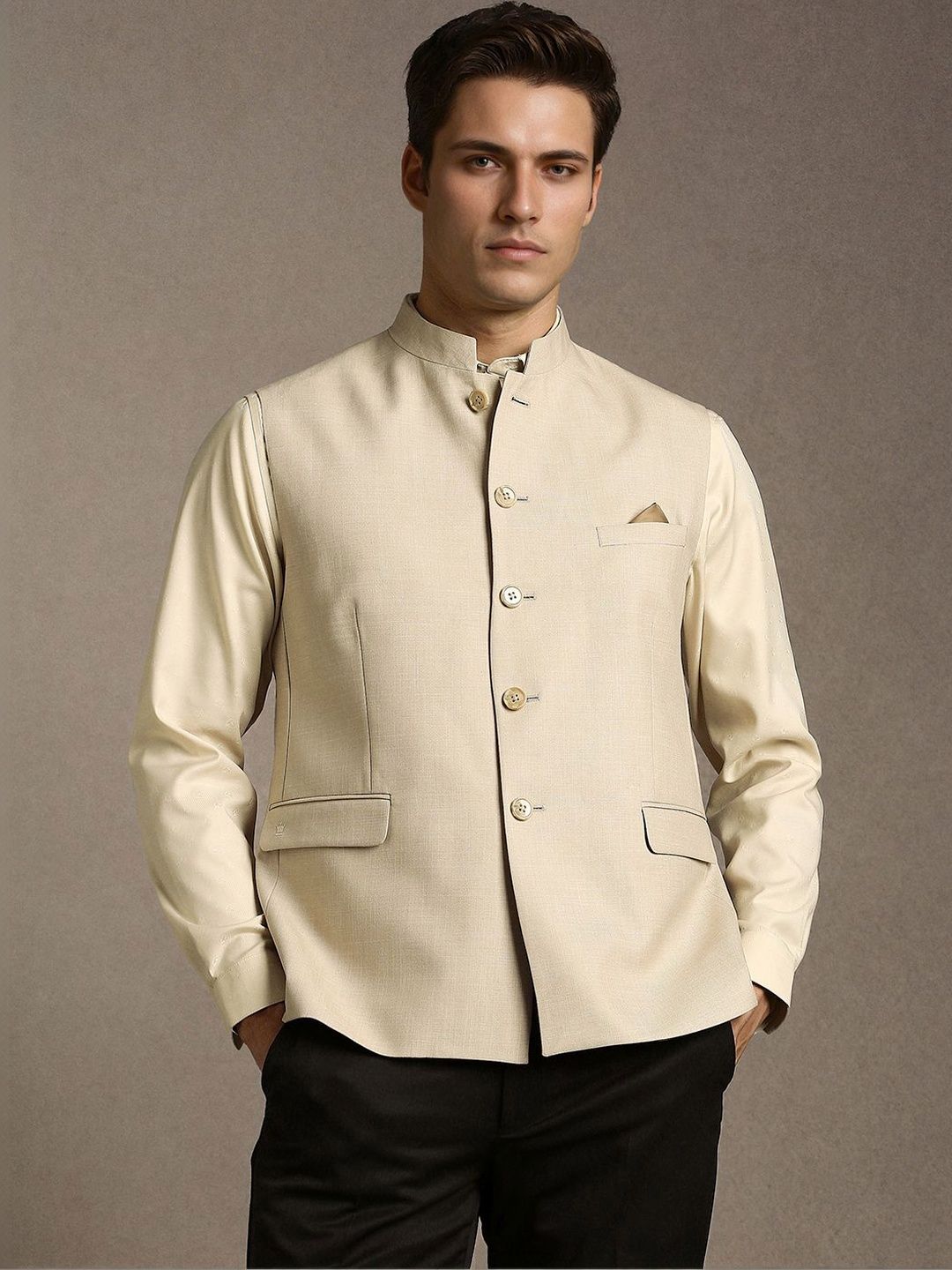Louis Philippe Mandarin Collar Nehru Jackets-picture-35
