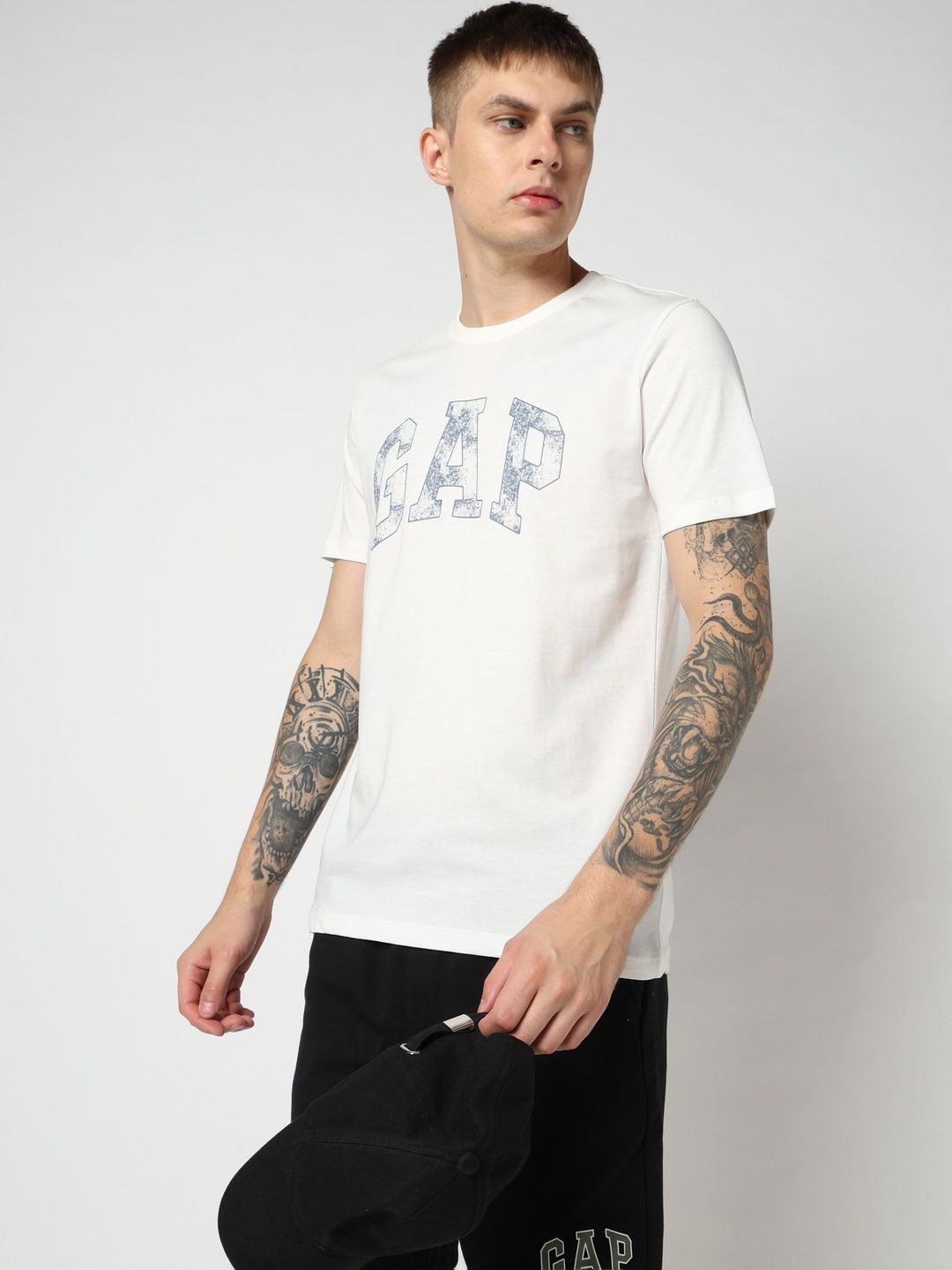 GAP Brand Logo Printed Pure Cotton Slim Fit T-shirt-image-29