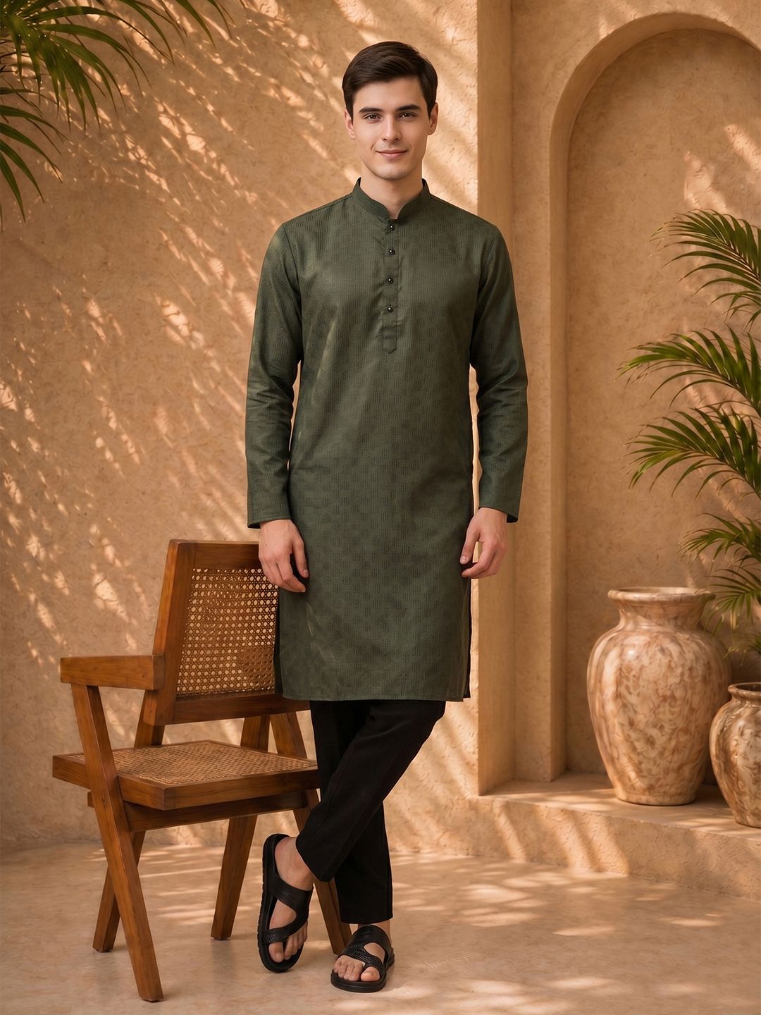 Anouk Woven Design Mandarin Collar Straight Kurta-image-29