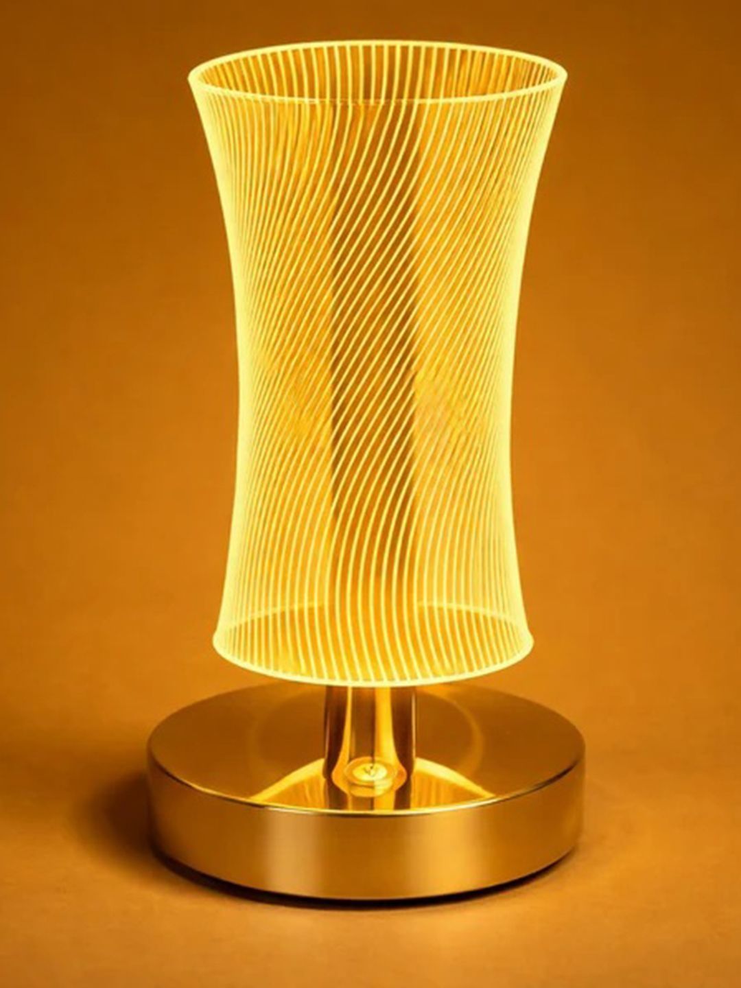 EarthCraft Gold-Toned Textured Acrylic Abstract Shaped Table Lamp with Adjustable Cord-picture-34