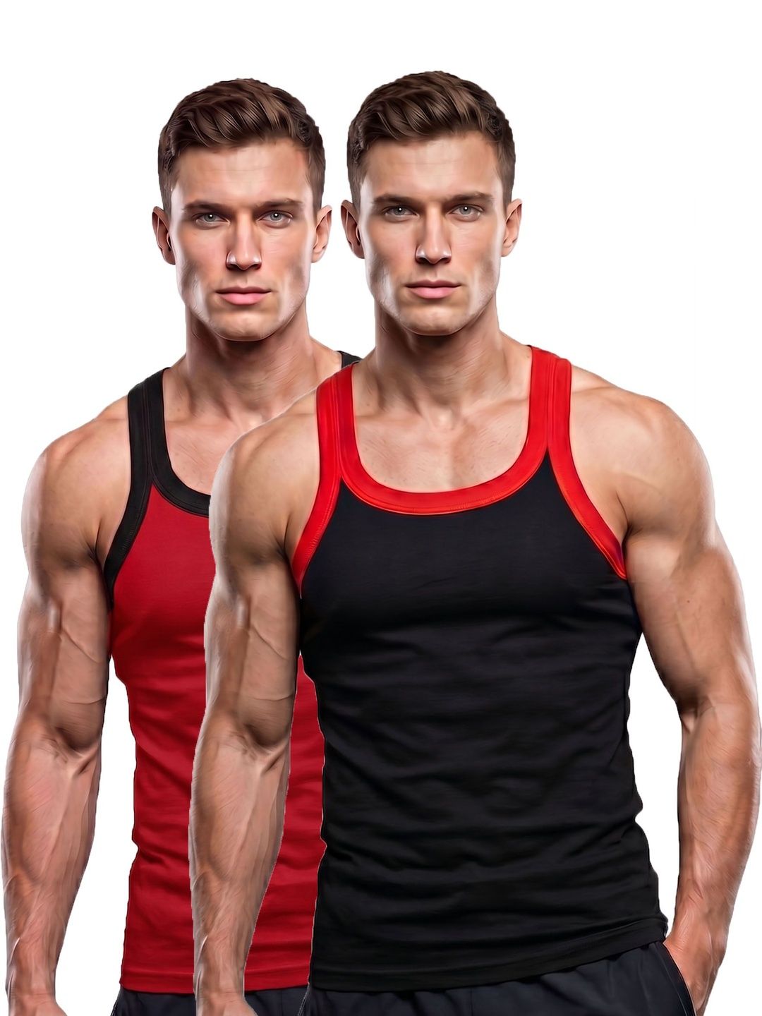 T.T. Pack of 2 Colourblocked Cotton Gym Vest-picture-57
